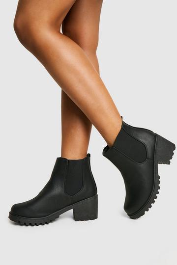 Wide Fit Chunky Elastic Chelsea Boots black