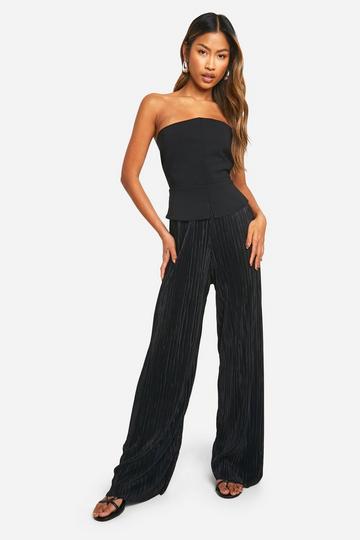 Black Two Tier Bandeau Wide Leg Jumpsuit