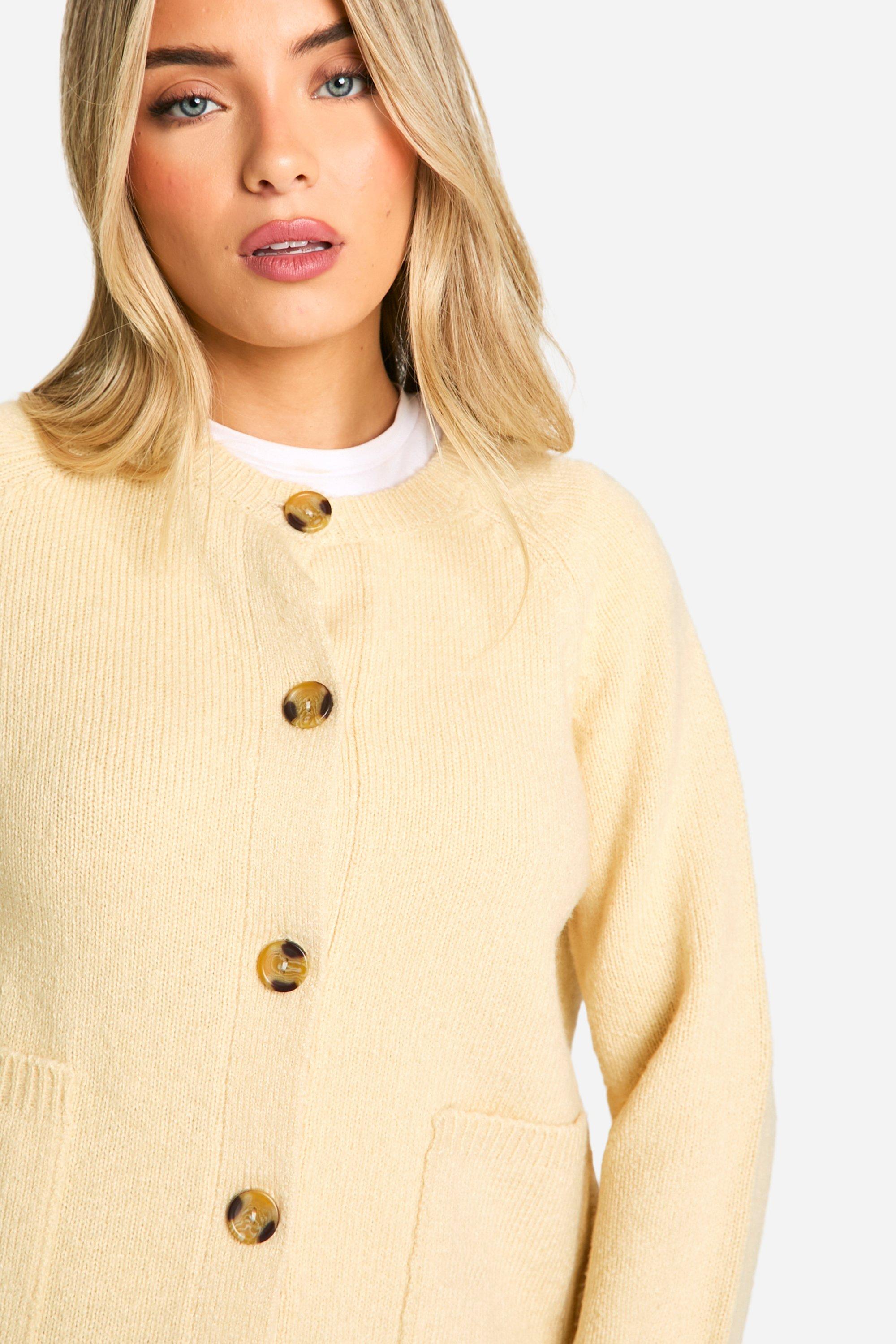 Soft Knit Boxy Cardigan With Pockets