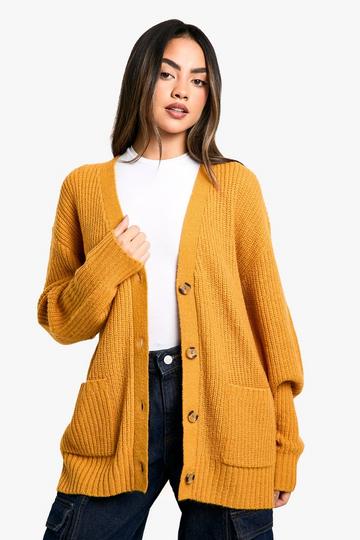 Oversized Zachte Gebreide Baggy Boyfriend Cardigan mustard