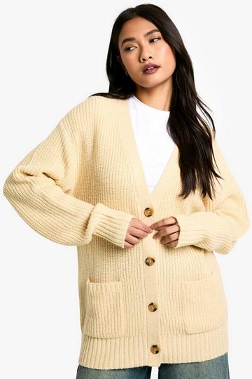 Slouchy Soft Knit Oversized Boyfriend Cardigan stone