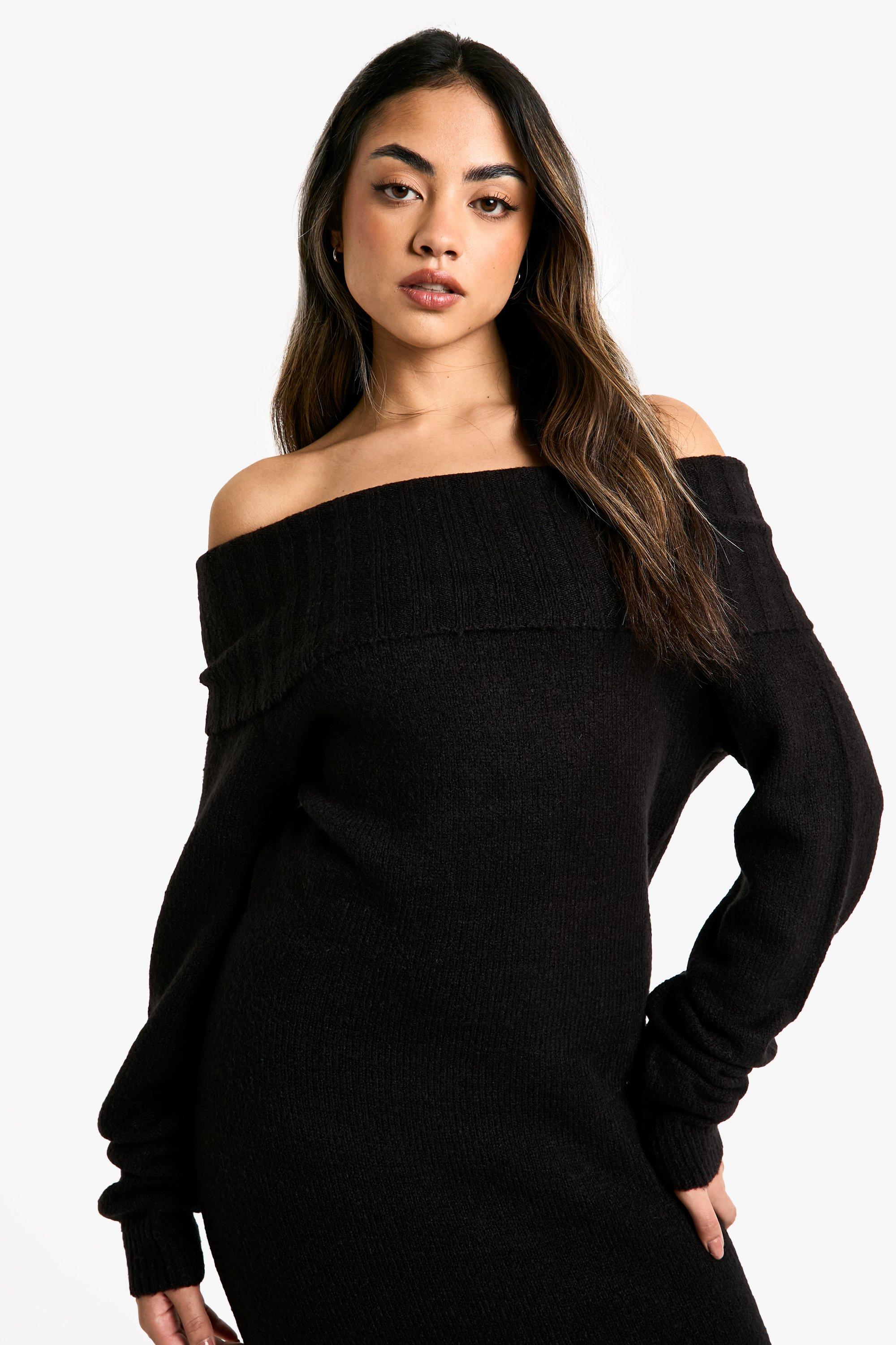 Black off the shoulder jumper dress online