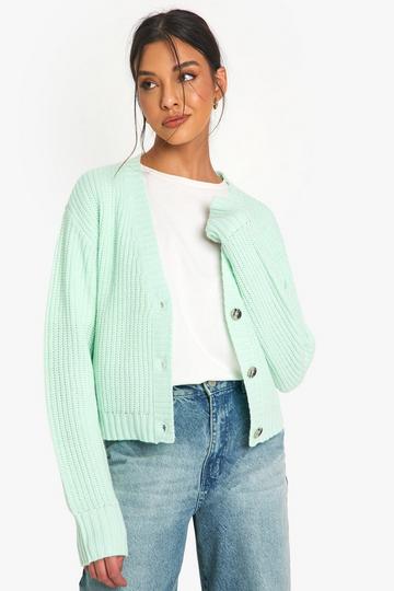 Basic Button Through Crop Cardigan mint