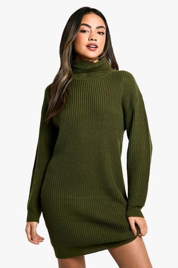 Basic Roll Neck Jumper Dress forest