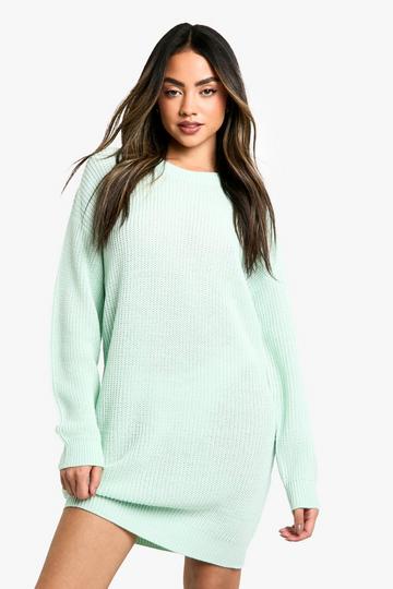 Basic Crew Neck Jumper Dress mint