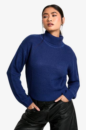 Basic Roll Neck Crop Jumper navy