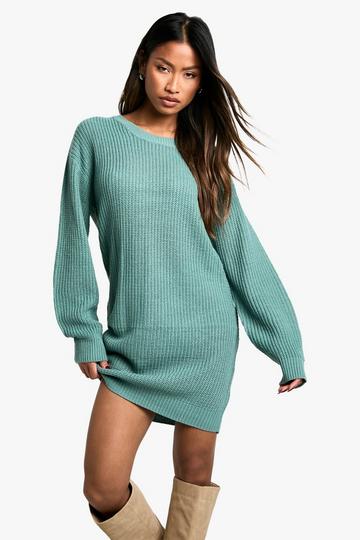 Basic Trui Jurk Met Crewneck jade