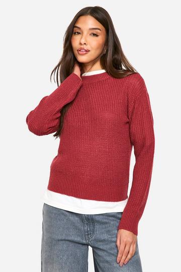 Basic Crew Neck Crop Jumper berry