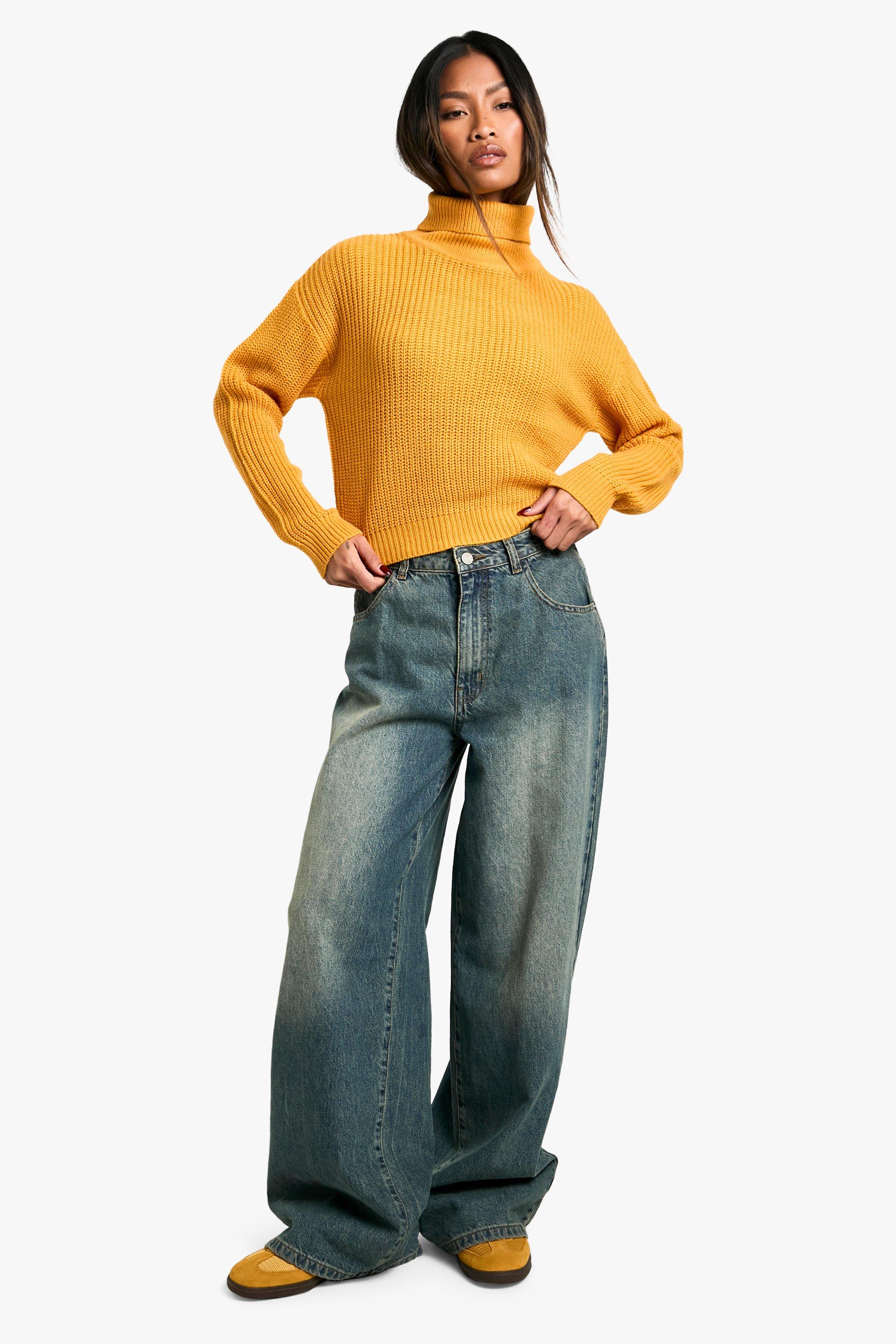 Basic Roll Neck Crop Jumper boohoo