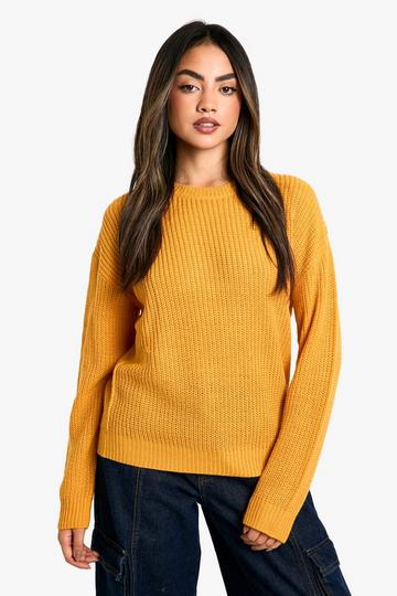 Basic Trui Met Crewneck mustard