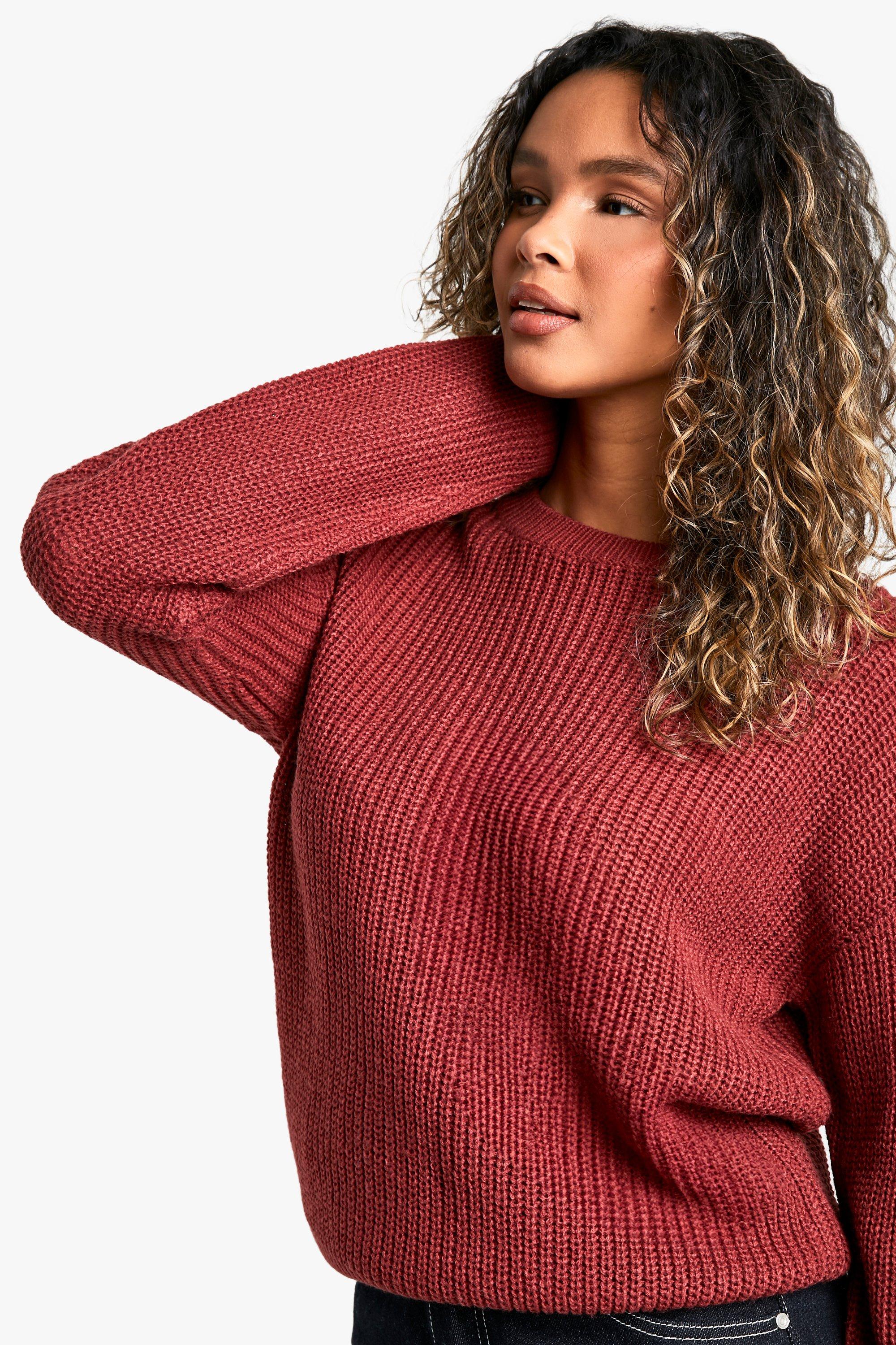 Boohoo Women s Basic Crew Neck Jumper Red