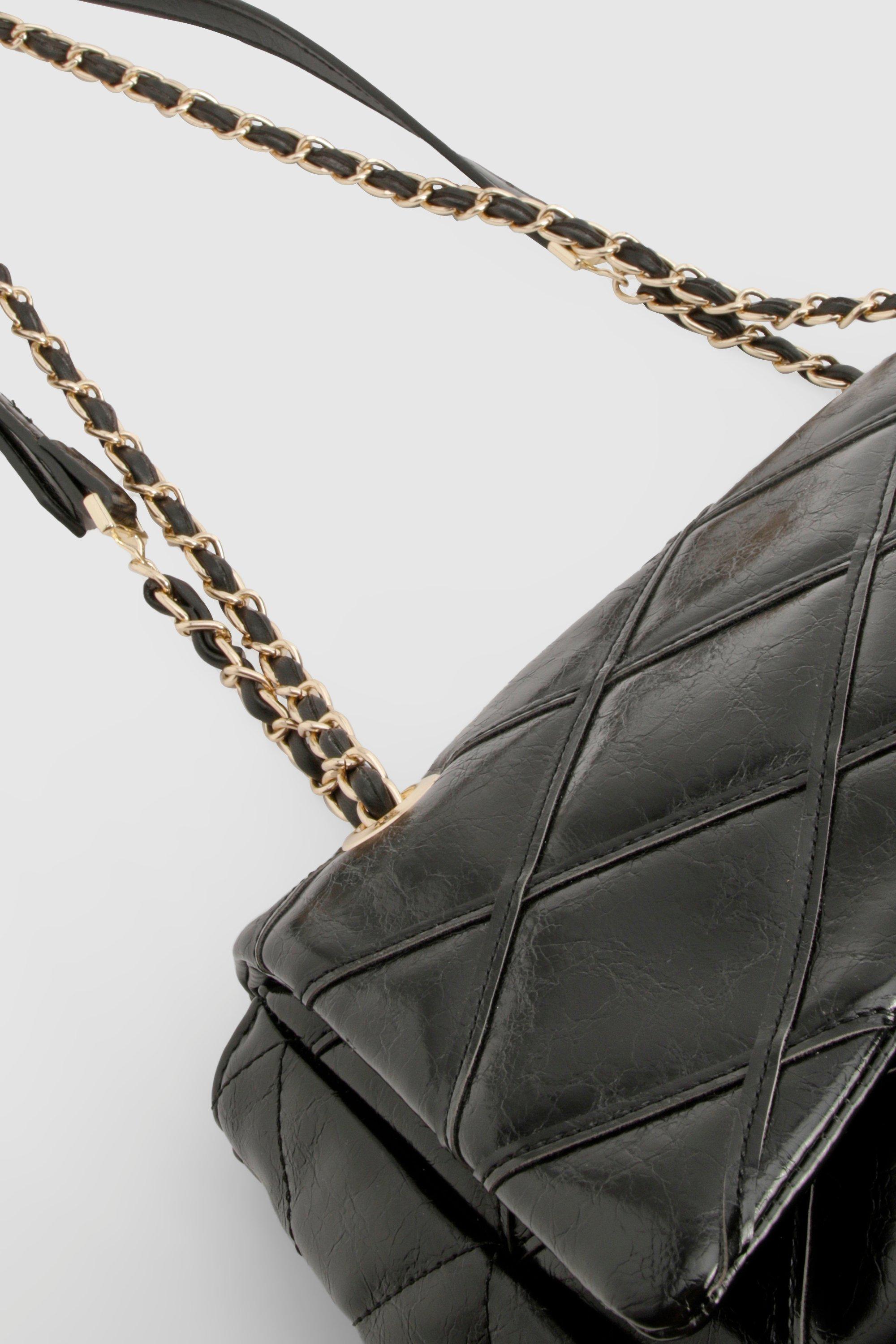 Quilted flap crossbody bag with chain deals