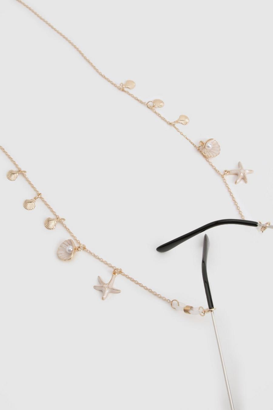 Gold Starfish And Shell Detail Sunglasses Chain 