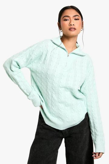 Soft Cable Funnel Neck Jumper mint