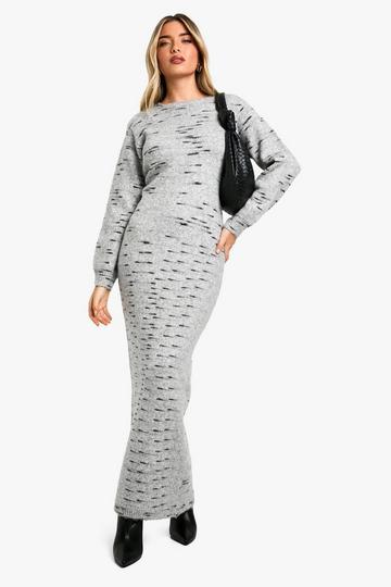 Zachte Gebreide Mergel Maxi Jurk grey