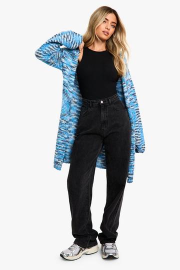 Grote Gebreide Oversized Blauwe Mergel Boxy Cardigan blue