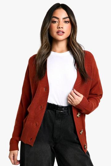 Premium Rib Oversized Slouchy Knitted Cardigan rust