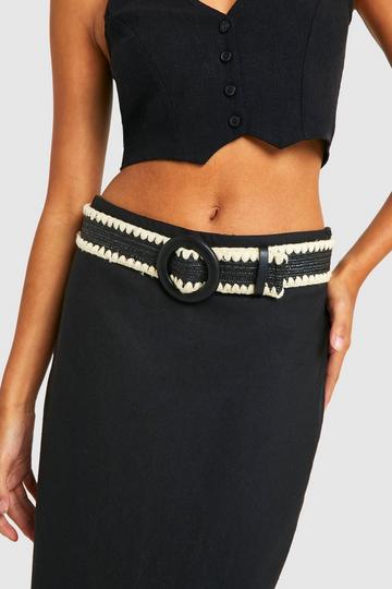 Contrast Stitch Elasticated Belt black