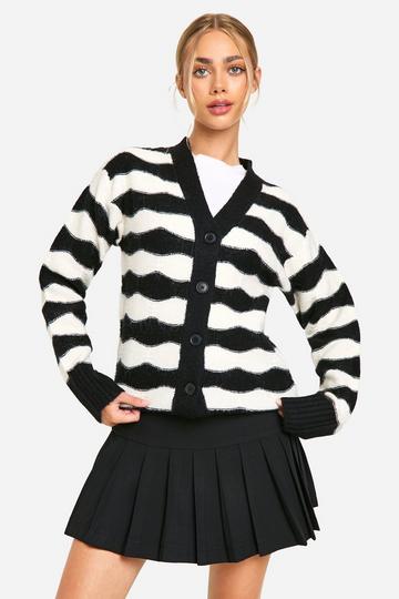 Gestreepte Oversized Gebreide Chevron Cardigan mono