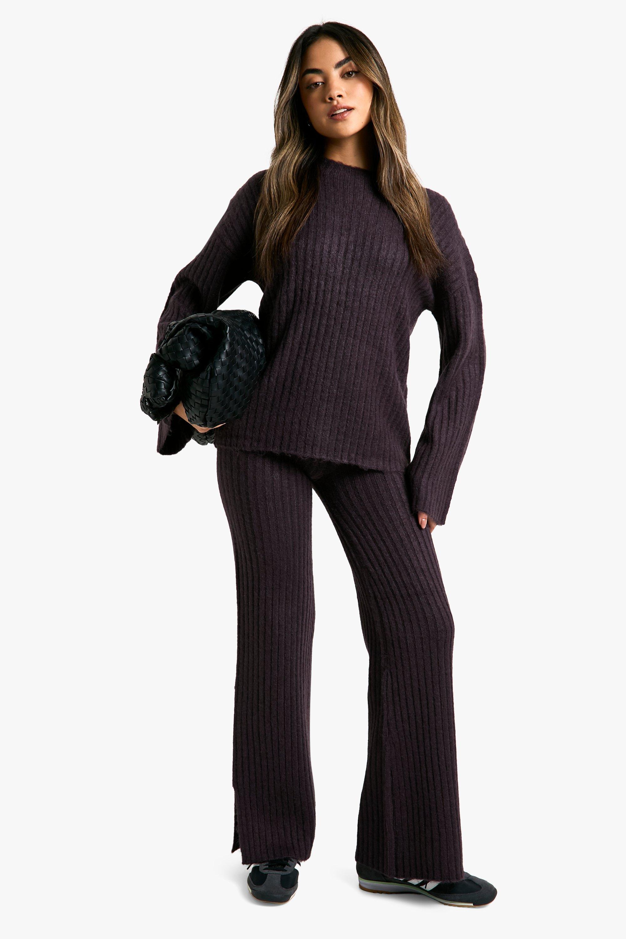 Soft Knit Thick Rib Crew Neck Oversized Jumper And Knitted Trouser Set boohoo IE