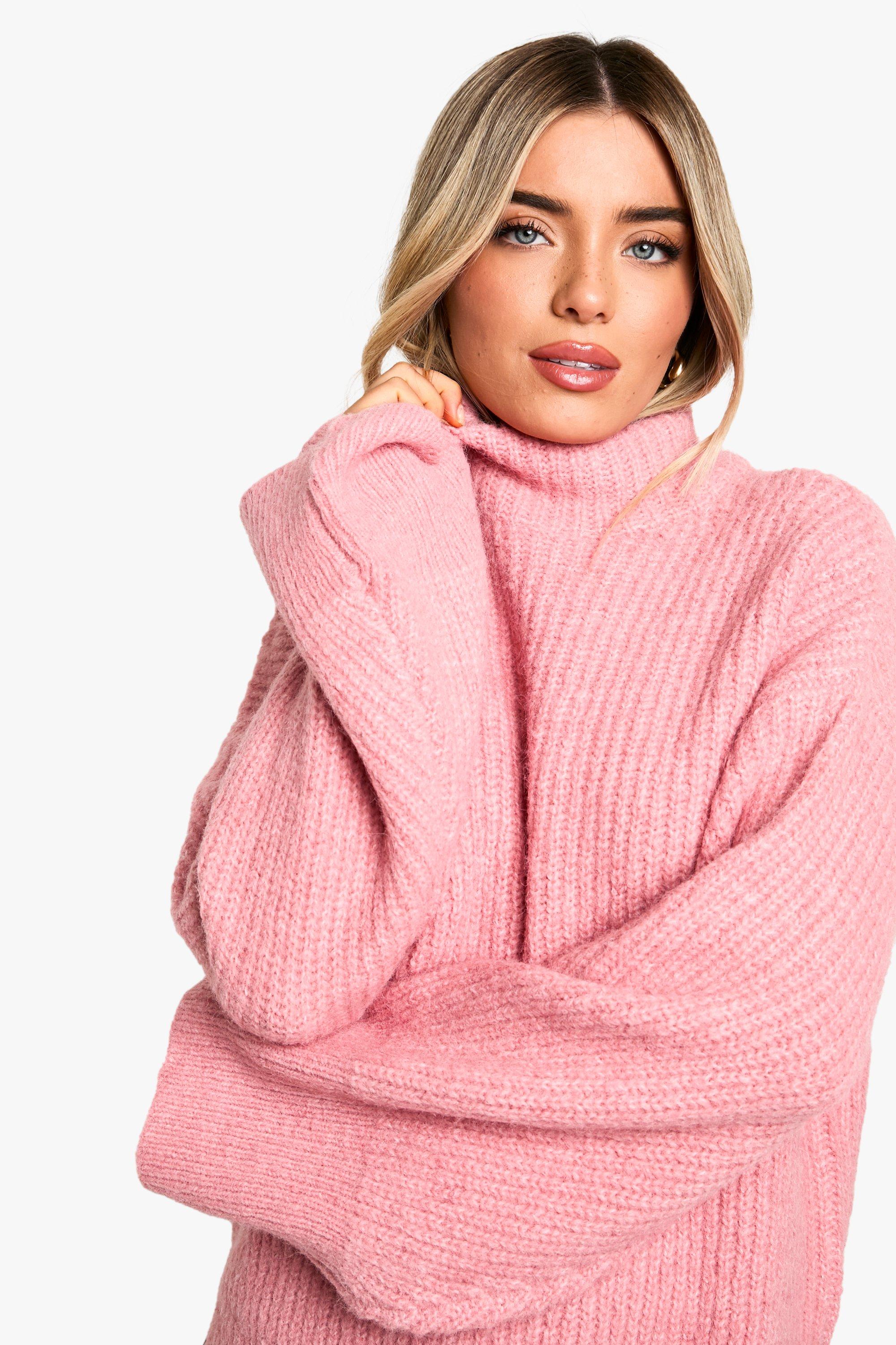 Oversized High Neck Knitted Jumper boohoo
