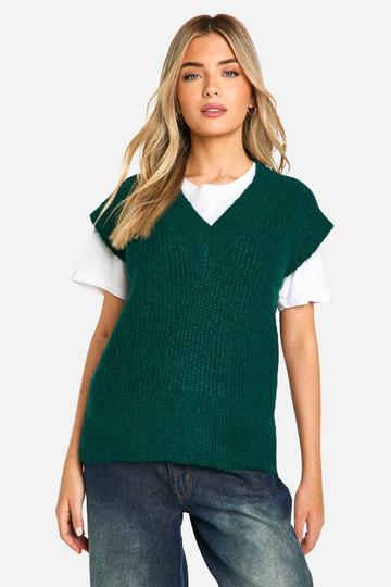 Oversized Gebreide Boxy Tank Top bottle green