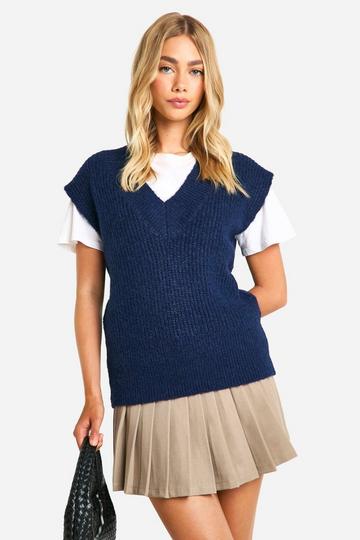 Knitted Oversized Boxy Fit Tank navy