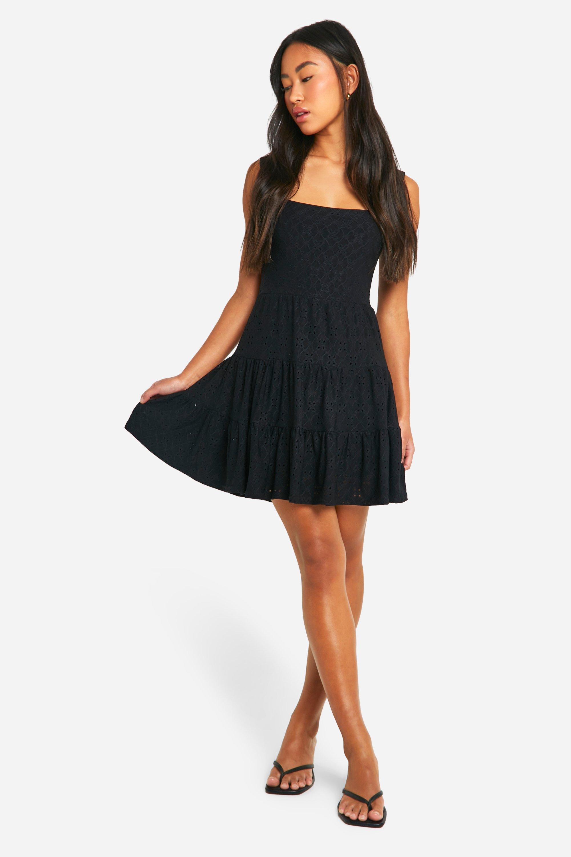 Black tiered smock dress best sale