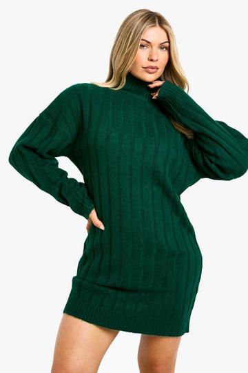 Wide Soft Rib Roll Neck Jumper Dress bottle