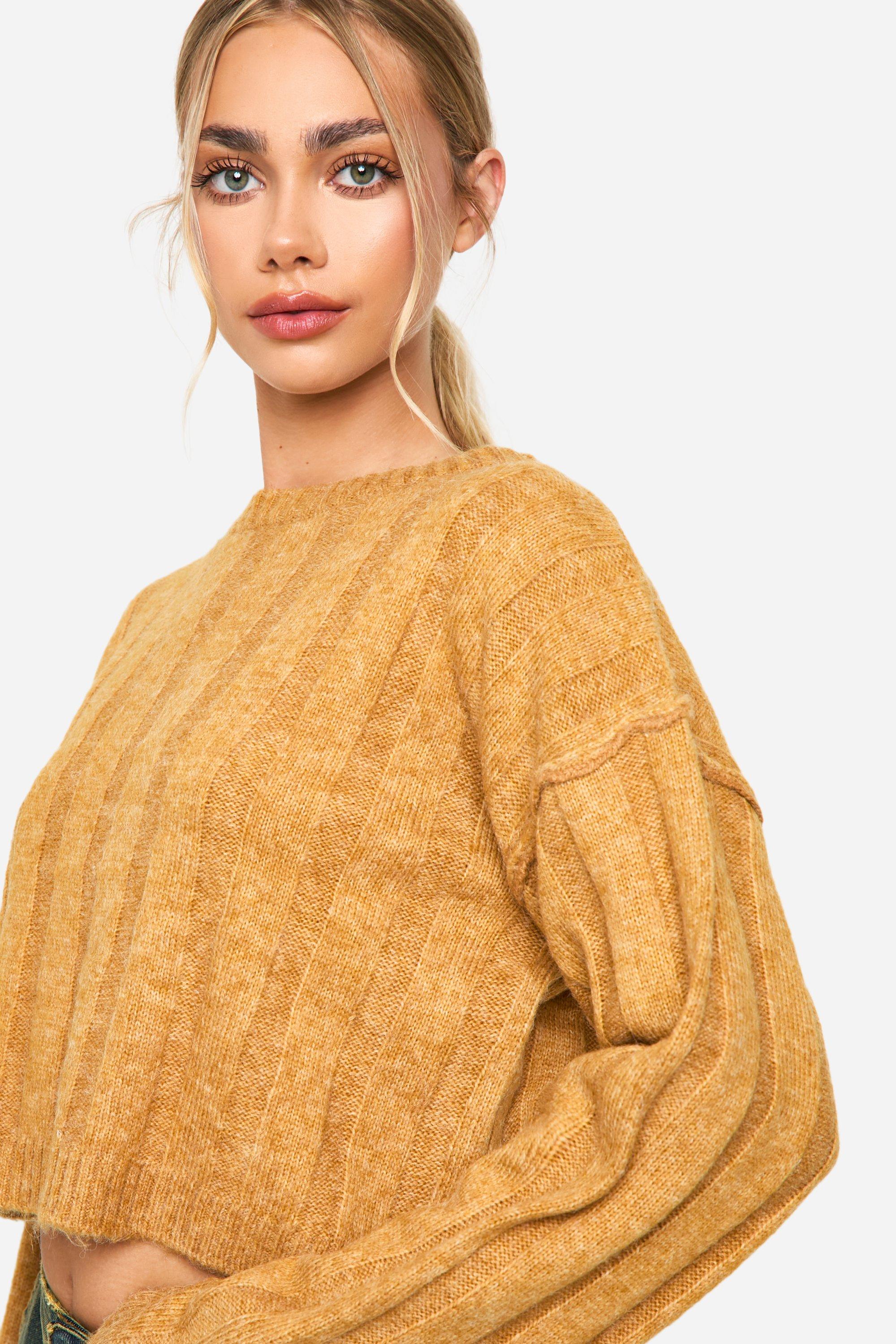 Soft Wide Rib Exposed Seam Crop Jumper