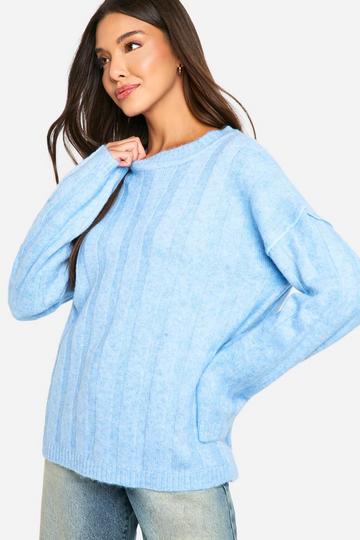 Zachte Oversized Geribbelde Trui sky blue