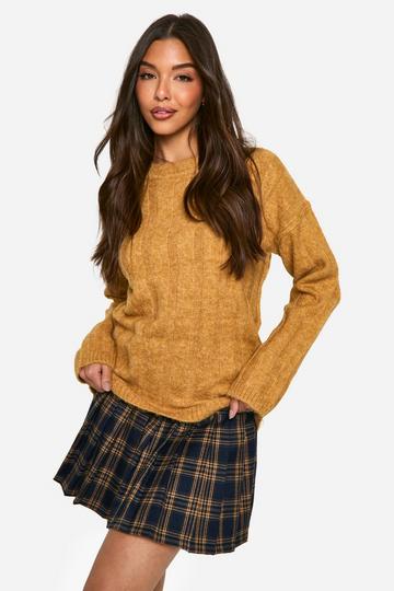 Zachte Oversized Geribbelde Trui mustard