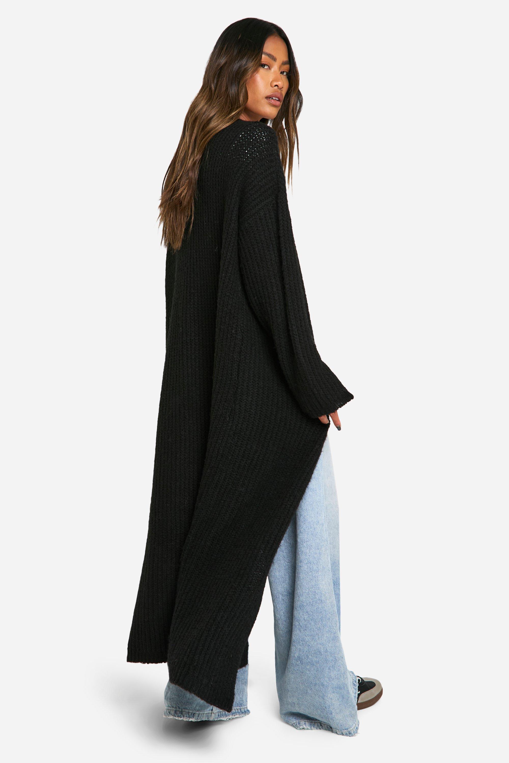 Soft Rib Knit Edge To Edge Maxi Cardigan boohoo