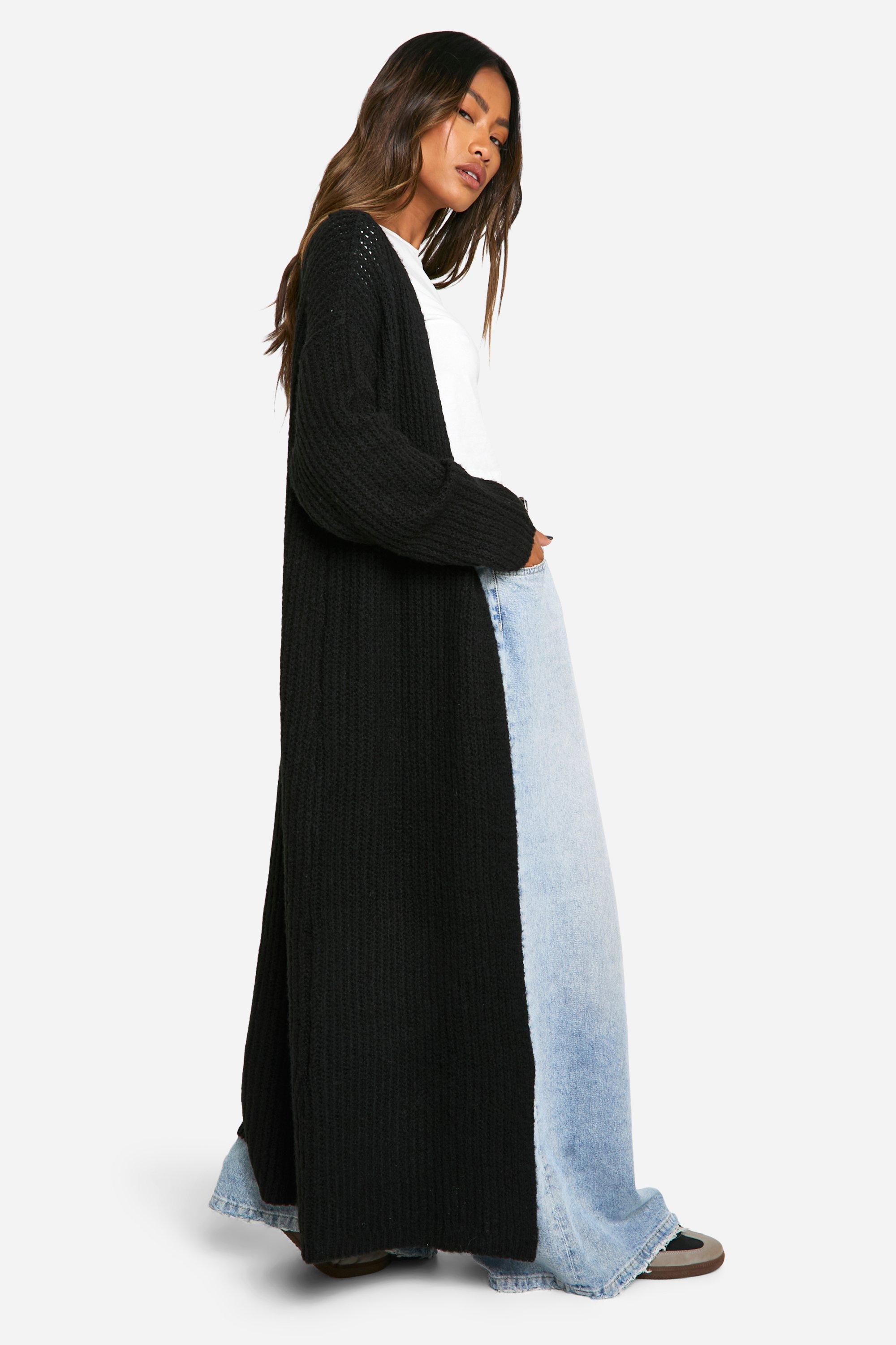 Soft Rib Knit Edge To Edge Maxi Cardigan