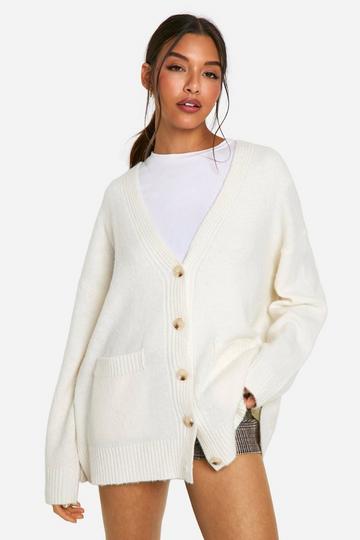 Oversized Soft Knit Boyfriend Cardigan cream