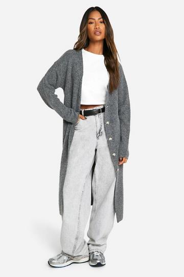 Soft Knit Longline Knitted Cardigan charcoal