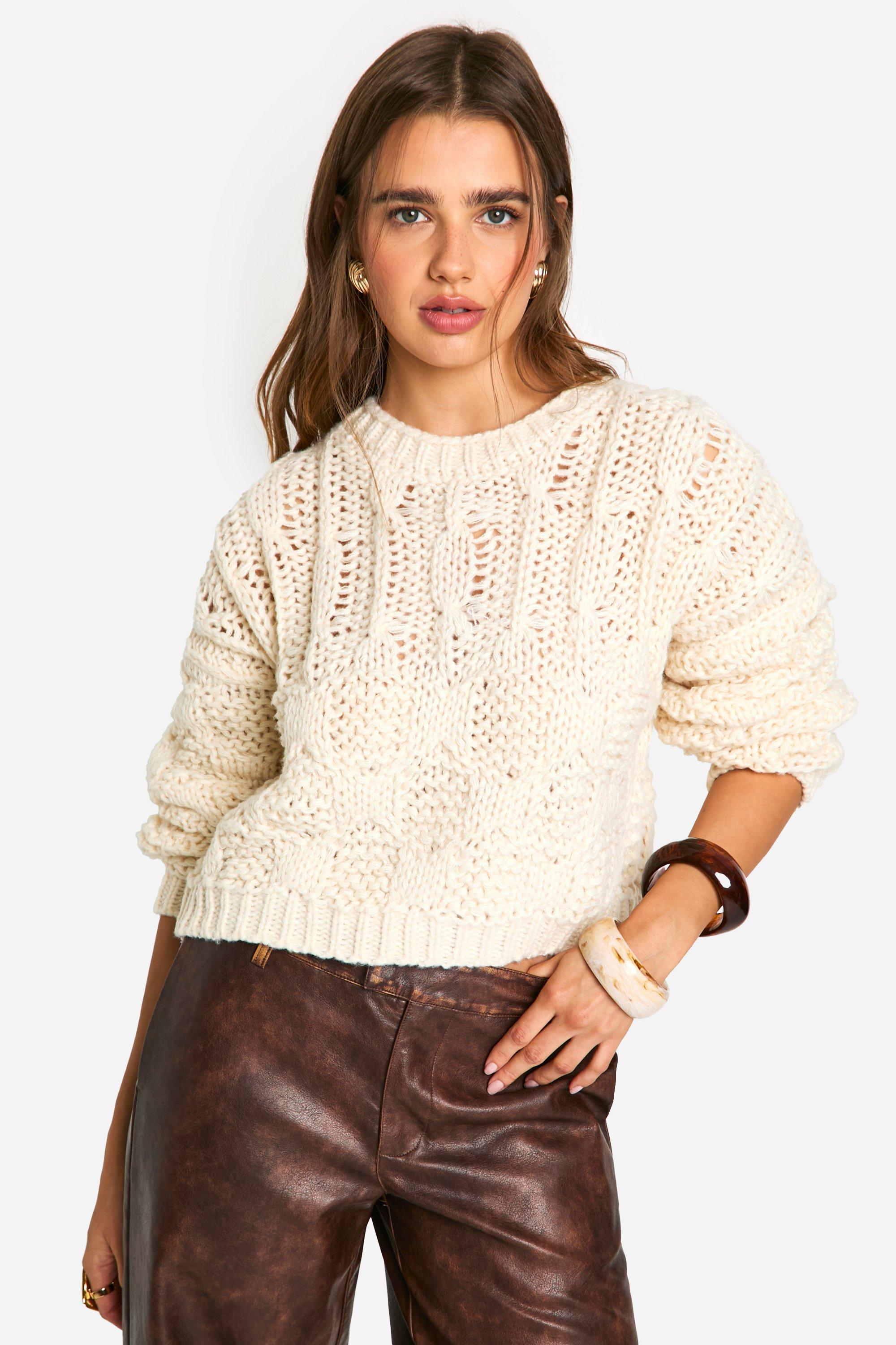 Chunky Cable Boxy Jumper boohoo
