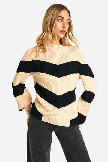 High Neck Stripe Jumper black