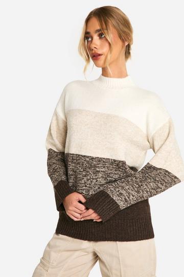 Ombre Stripe Soft Knit Longline Jumper mocha