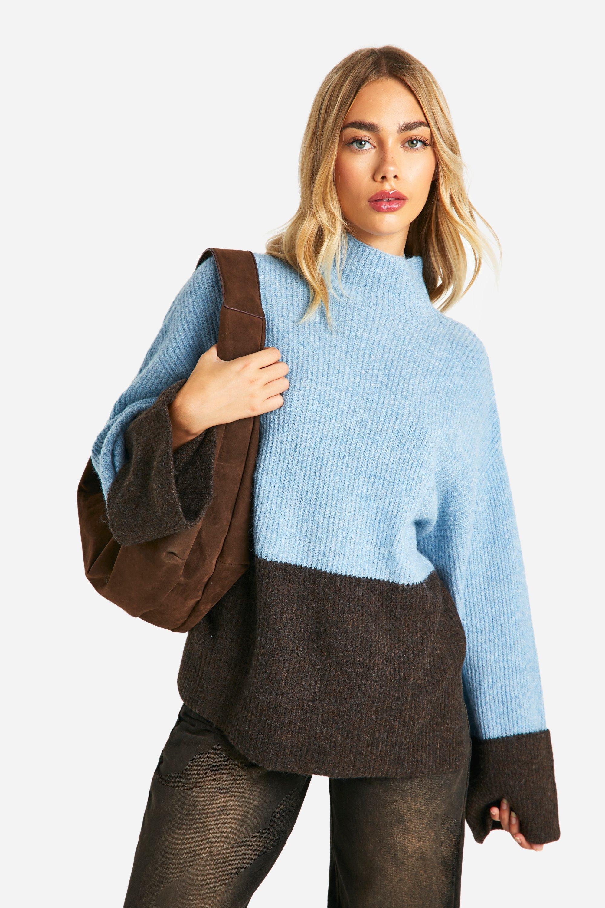 Color Block Turtleneck Sweater