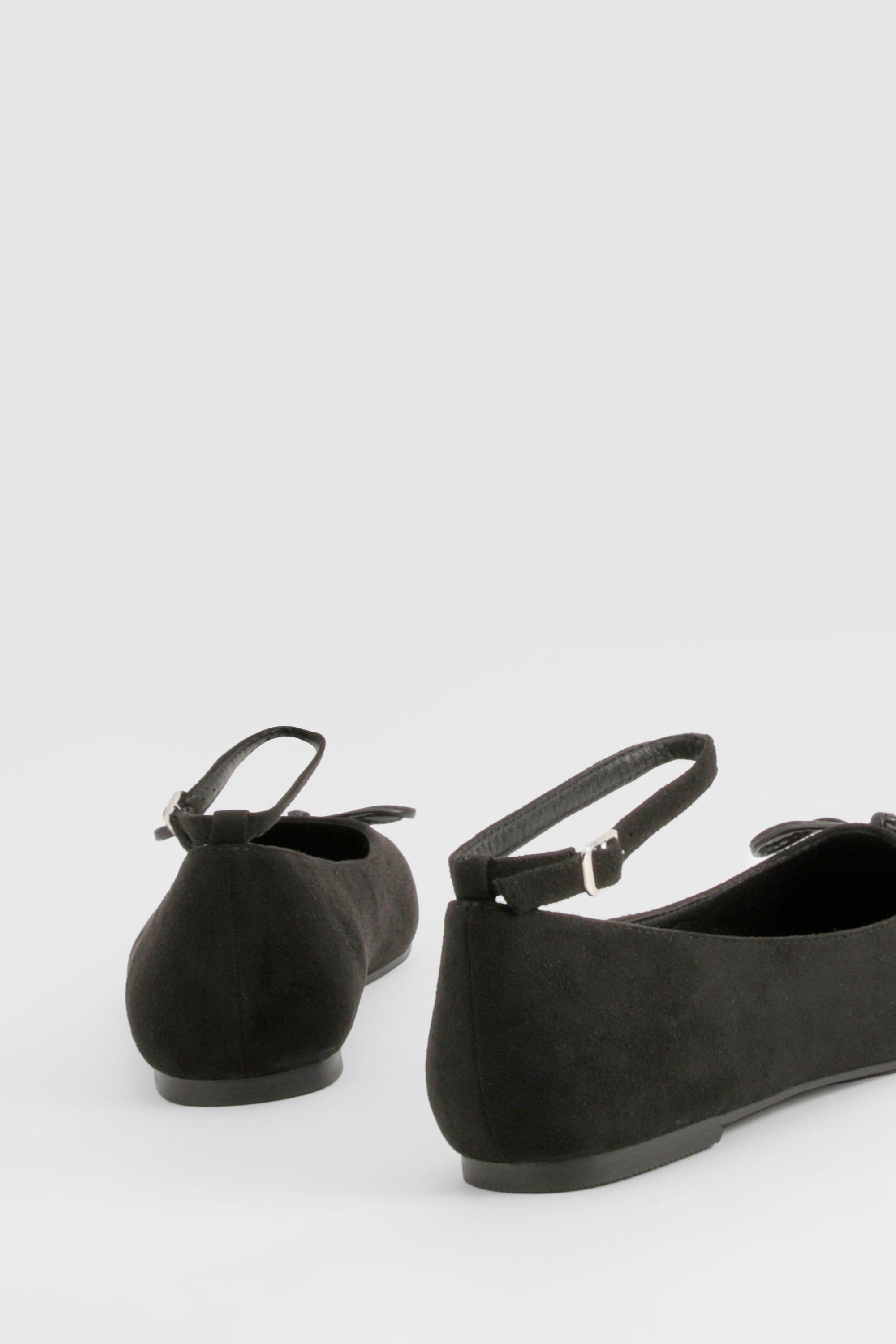 Wide Fit Ankle Strap Pointed Toe Ballerina