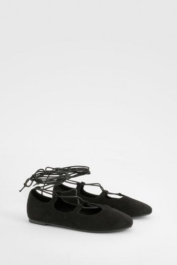 Lace Up Ballet Flats black