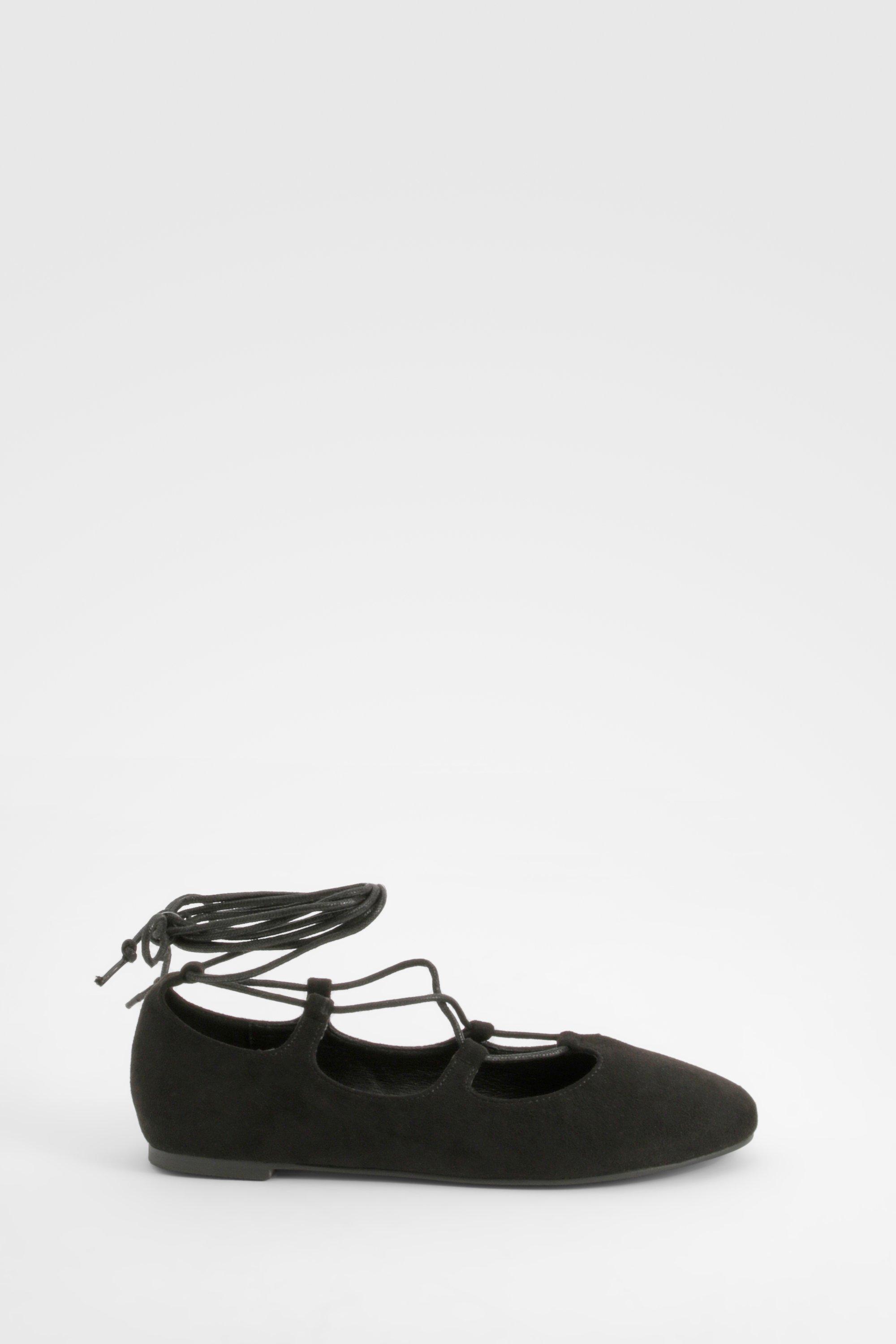 Black lace up ballet pumps hotsell