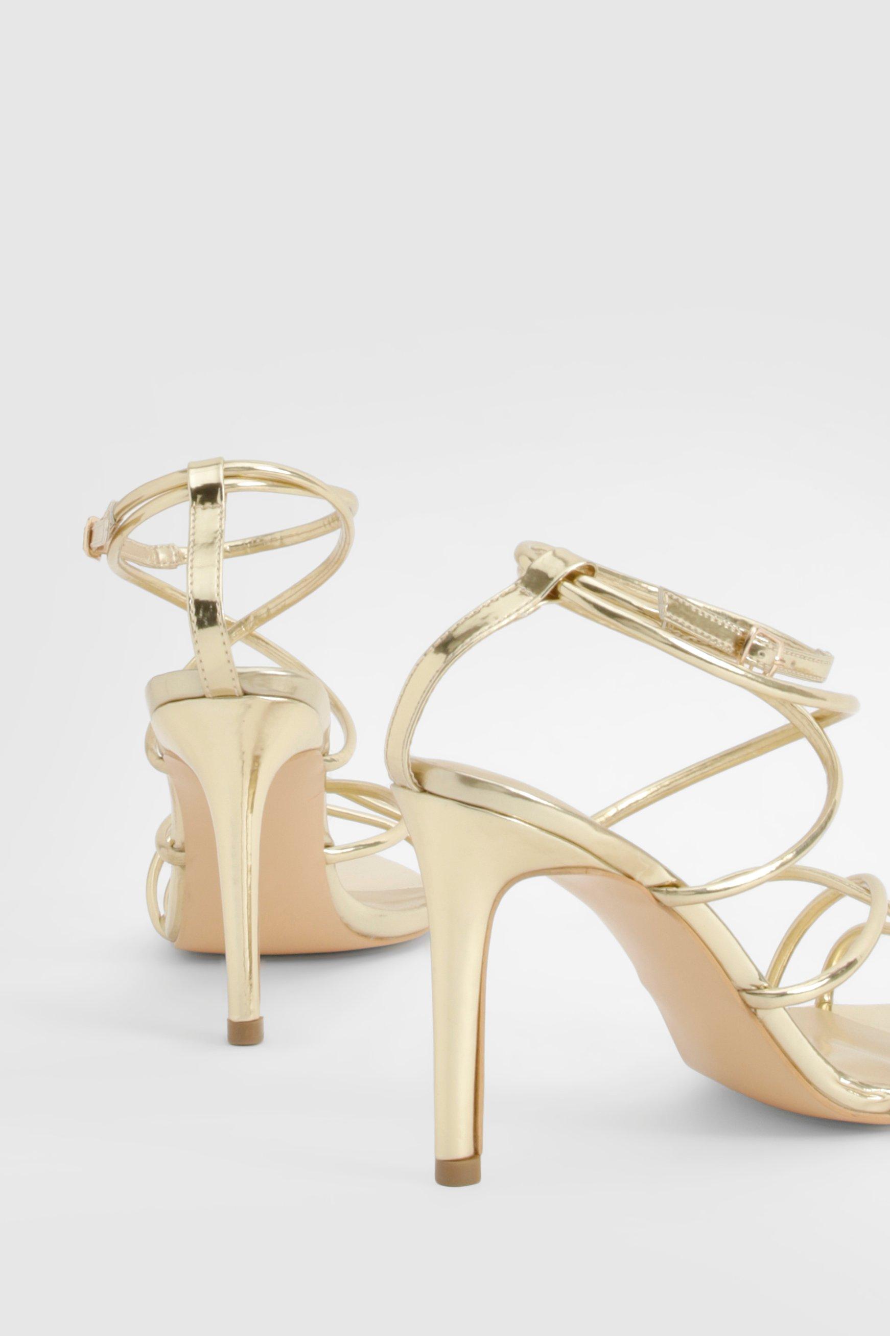 Metallic Patent Pointed Toe Strappy Heels