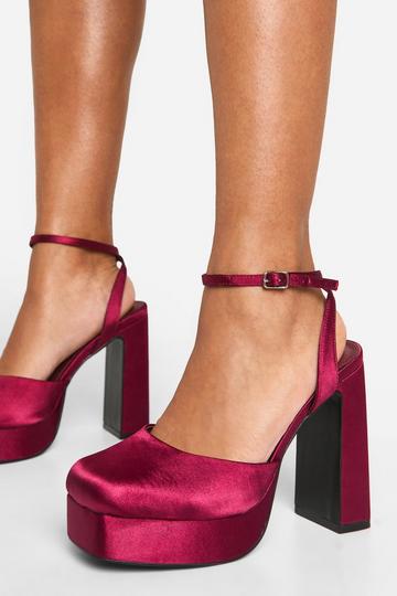 Burgundy Red Wide Fit Closed Toe Platform Heels