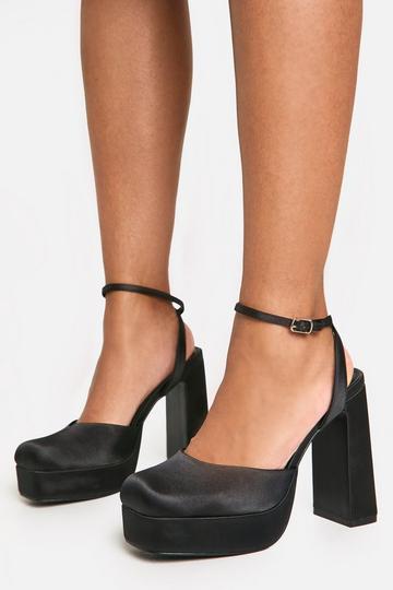 Wide Fit Closed Toe Platform Heels black