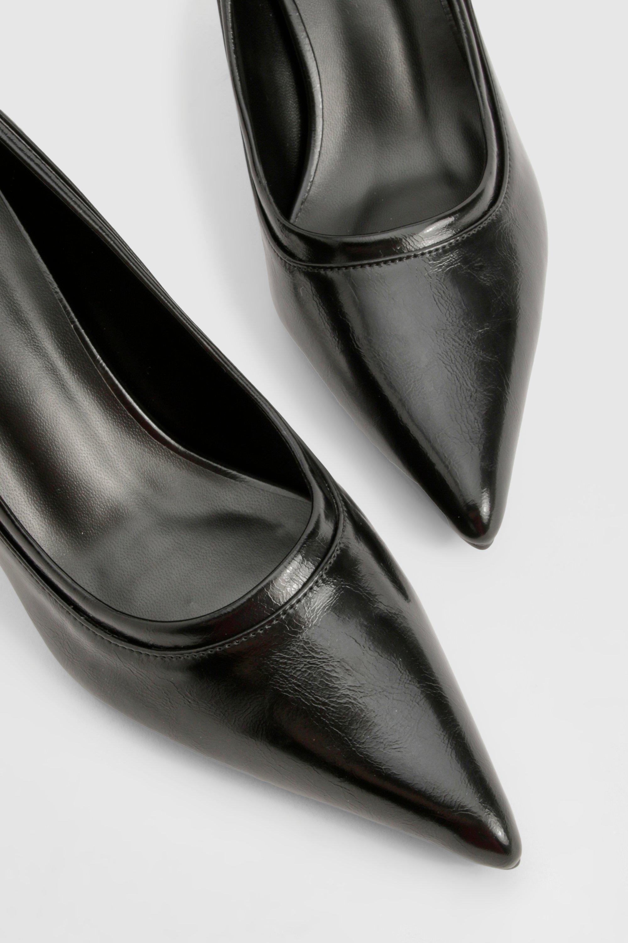 Textured Pu Pointed Court Shoes boohoo NZ