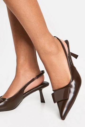 Chocolate Brown Trim Detail Slingback Court Shoes