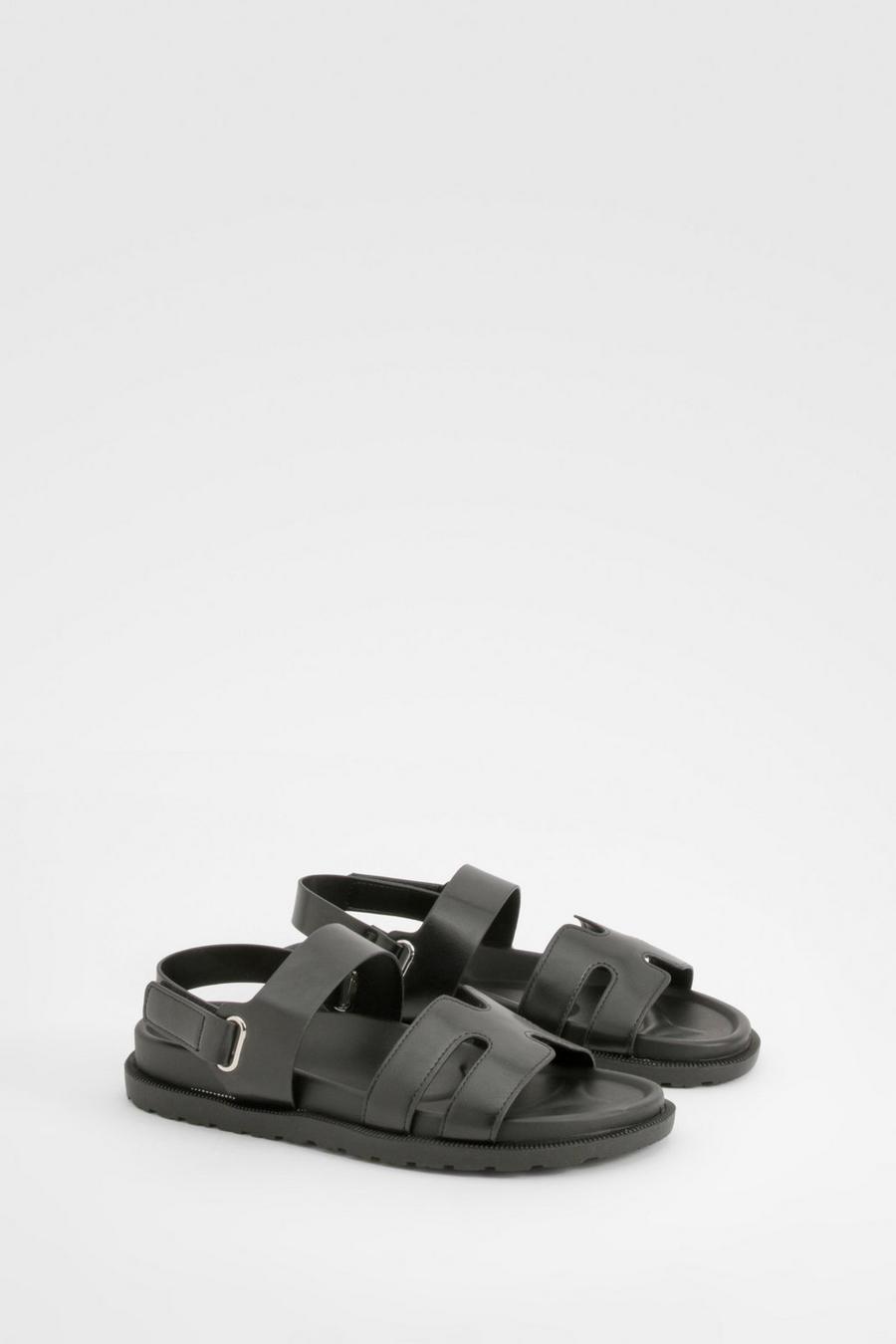 Black Cut Out Detail Sandals 