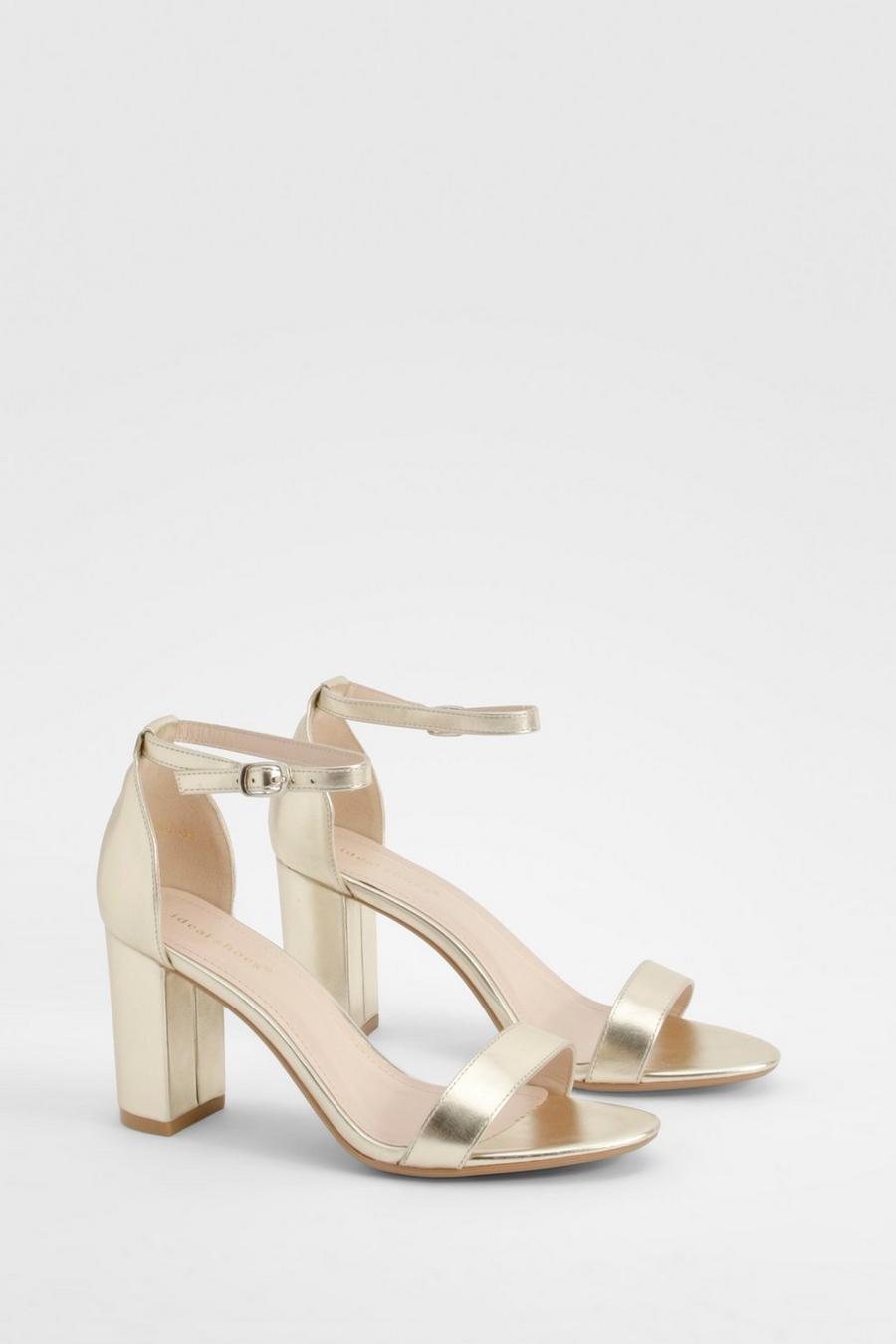 Gold Mid Block Barely There Heels  